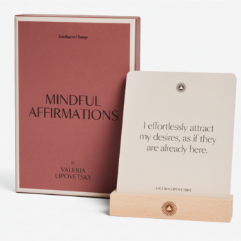 Intelligent Change Mindful Affirmations for Women by Valeria Lipovetsky – 52 Affirmation Cards & Beechwood Stand